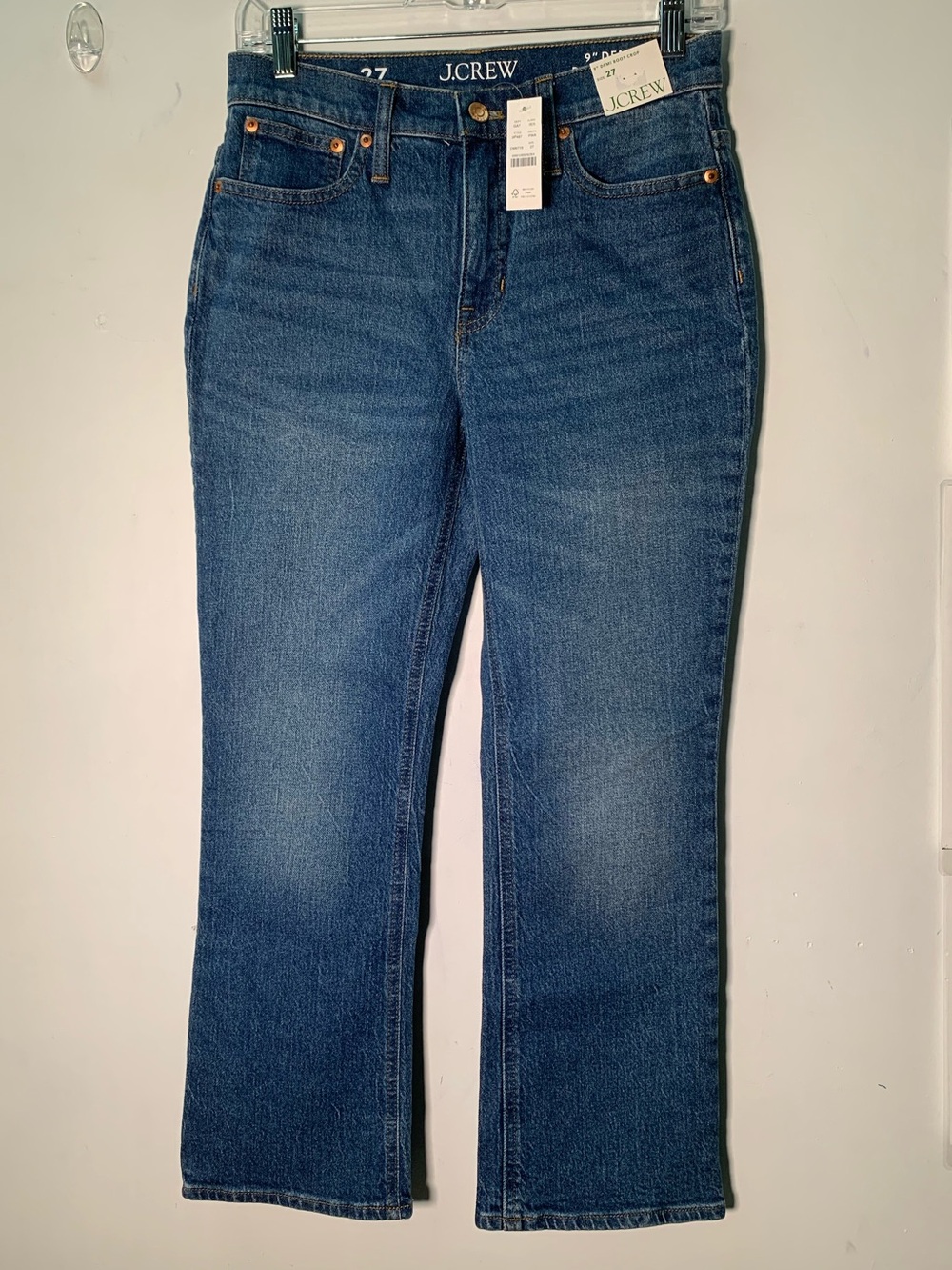 J.Crew 9" Demi-Boot Crop Jeans High Rise Palmyra Wash Blue Stretch Denim Size 27